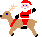 Santa riding away on a reindeer